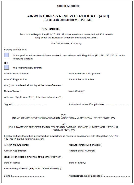 What Is Airworthiness Review Certificate prntbl